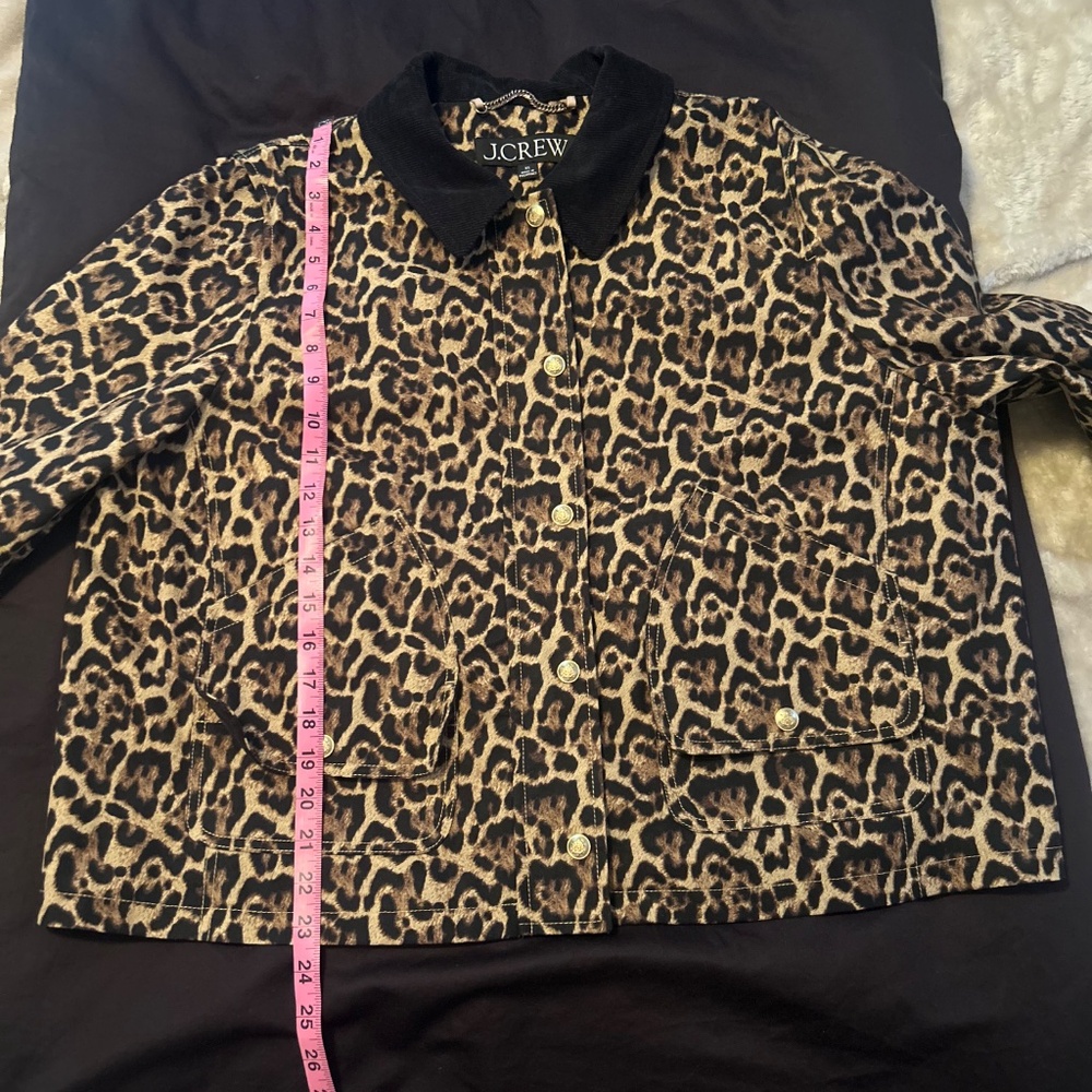 J.Crew Short Barn Jacket in Leopard Cotton Canvas Size XL - Picture 5 of 8